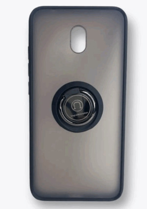 Накладка пластик матовый с окантовкой для Xiaomi Redmi 8A с кольцом-держателем черный 1