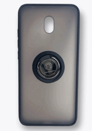 Накладка пластик матовый с окантовкой для Xiaomi Redmi 8A с кольцом-держателем черный 1