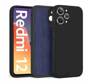 Силиконовая накладка без логотипа Silky soft-touch для Xiaomi Redmi 12 черный 1
