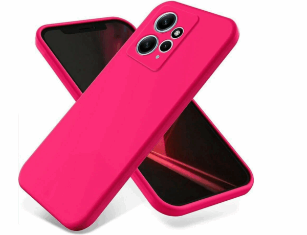 Силиконовая накладка без логотипа Silky soft-touch для Xiaomi Redmi 12 ярко-розовый 1