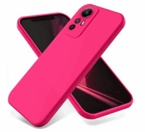 Силиконовая накладка без логотипа Silky soft-touch для Xiaomi Redmi Note 12S Ярко -розовый 1