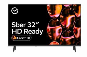 32" Телевизор Sber SDX 32H2124 черный 1366x768, HD Ready, 60 Гц, Wi-Fi, Smart TV, Салют ТВ 1