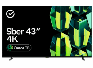 43" Телевизор Sber SDX 43U4124 черный 3840x2160, 4K Ultra HD, 60 Гц, Wi-Fi, Smart TV, Салют ТВ 1
