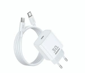 СЗУ Remax RP-U71 USB-C 30W + data cable Type-C/Type-C white 1