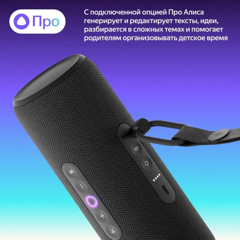 Умная колонка ЯНДЕКС Стрит Алиса YNDX-00030BLK черный 30W 2.0 BT/Wi-Fi 10м 3300mAh 3 Умная колонка ЯНДЕКС Стрит Алиса YNDX-00030BLK черный 30W 2.0 BT/Wi-Fi 10м 3300mAh 3