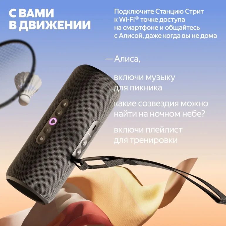 Умная колонка ЯНДЕКС Стрит Алиса YNDX-00030BLK черный 30W 2.0 BT/Wi-Fi 10м 3300mAh 1 Умная колонка ЯНДЕКС Стрит Алиса YNDX-00030BLK черный 30W 2.0 BT/Wi-Fi 10м 3300mAh 1