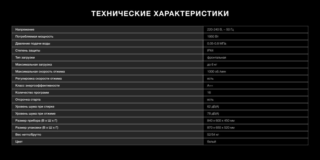Стиральная машина Hyundai WME6008 белый инвертер 6