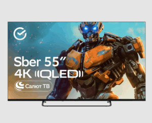 55" Телевизор Sber SDX 55UQ5236 QLED черный 3840x2160, 4K Ultra HD, 60 Гц, Wi-Fi, Smart TV, Салют Т 1