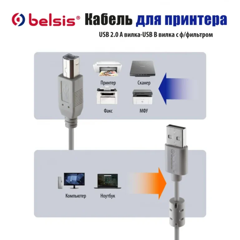 Кабель AM-BM USB2.0 для принтера BELSIS BW1713 5m 2