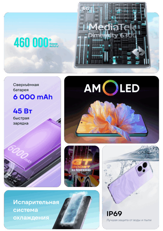 Смартфон Realme 14T 5G 12/256 Gb Фиолетовый 2 Realme-14T-02