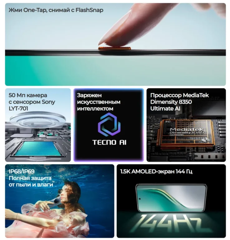 Смартфон TECNO Camon 40 Premier 5G 12/256 Gb Galaxy Black 2