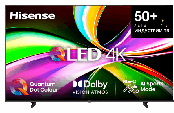 Телевизор QLED Hisense 55" 55E77Q черный 4K Ultra HD 60Hz DVB-T DVB-T2 DVB-C DVB-S2 USB WiFi SmartTV 1
