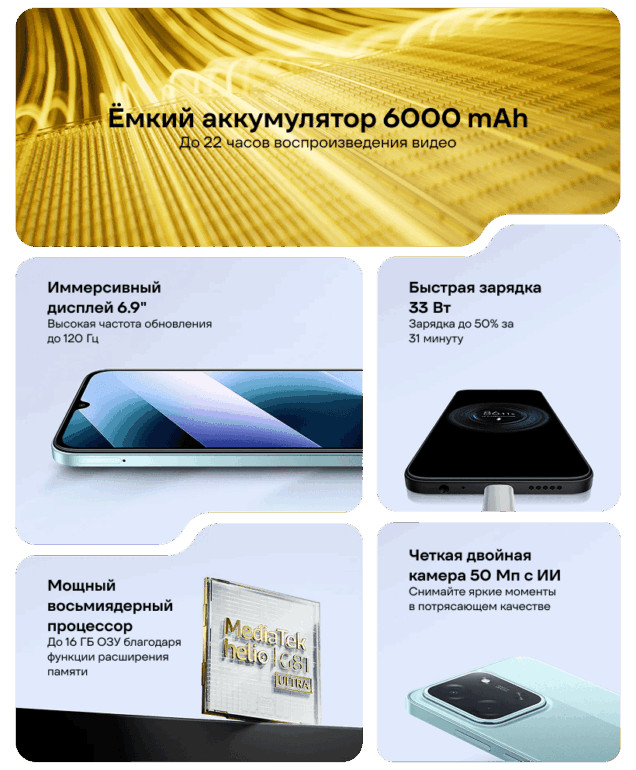 Смартфон Xiaomi Poco C85 8/256GB Green 2 POCO-C85-02