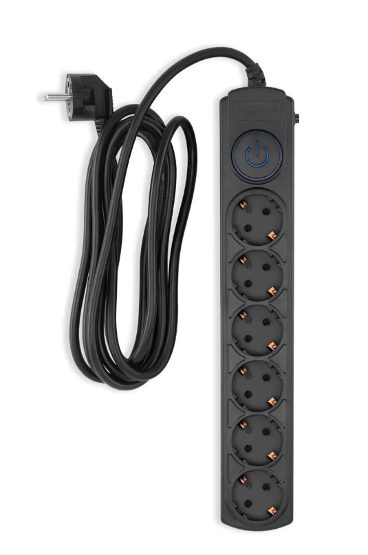 Сетевой фильтр Ippon BK-6-EU-3-16-B 3м (6 розеток) черный (коробка) 1 Сетевой фильтр Ippon BK-6-EU-3-16-B 3м (6 розеток) черный (коробка) 1