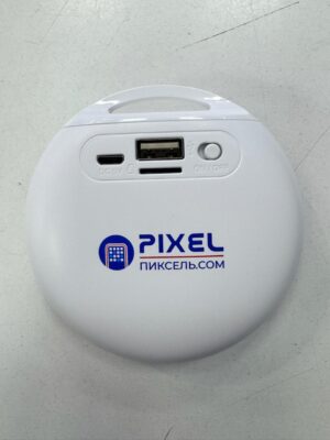 Портативная колонка "Tempo", белый/серый, с логотипом Pixel Новогодняя 1