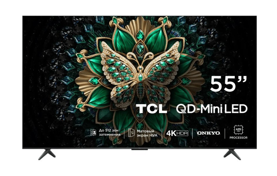 55" Телевизор TCL 55C6K черный QLED 3840x2160,4K UltraHD, 144 Гц, Wi-Fi, Google TV 1 55" Телевизор TCL 55C6K черный QLED 3840x2160,4K UltraHD, 144 Гц, Wi-Fi, Google TV 1