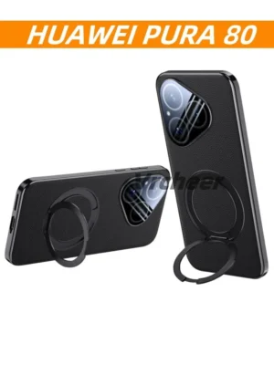 Накладка пластик матовый с окантовкой для Huawei PURA 80 с кольцом черный 1