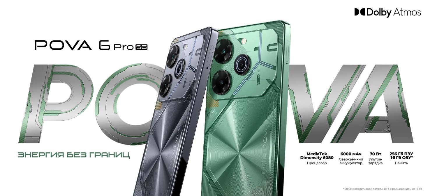 Смартфон TECNO POVA 6 Pro 5G 8/256GB Meteorite Grey 1