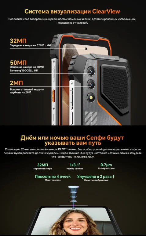 Смартфон Oscal Pilot 1 6(+12 GB)/256 Black 16