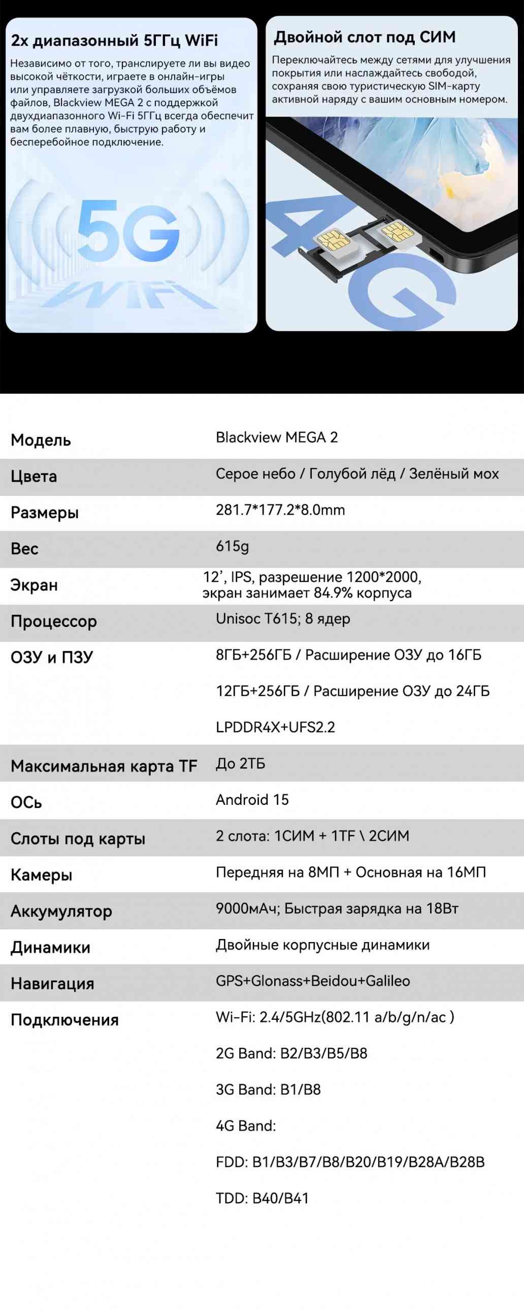 Планшет Blackview MEGA 2 12/256GB LTE Celestial Grey 1 Планшет Blackview MEGA 2 12/256GB LTE Celestial Grey 1