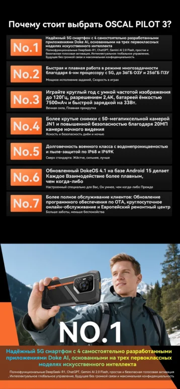 Смартфон Oscal Pilot 3 12/256 Black 5