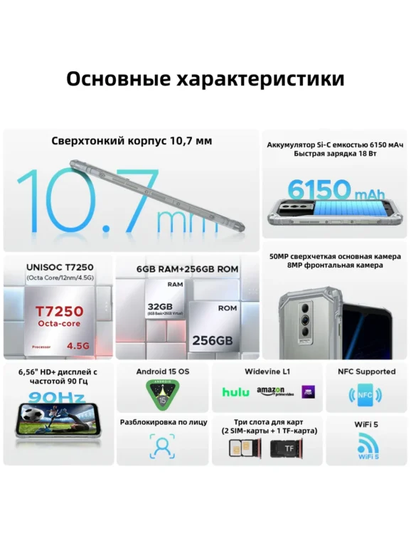 Смартфон DOOGEE Blade 10 Pro 16( 6+10 Gb)/256 Gb Mirage Silver 1
