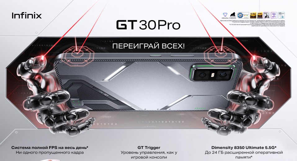Смартфон Infinix GT 30 Pro 12/256Gb Shadow Ash 1 Смартфон Infinix GT 30 Pro 12/256Gb Shadow Ash 1