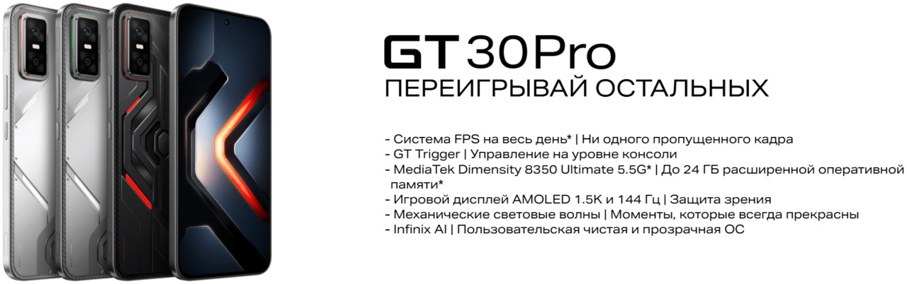 Смартфон Infinix GT 30 Pro 12/256Gb Shadow Ash 4 Смартфон Infinix GT 30 Pro 12/256Gb Shadow Ash 4