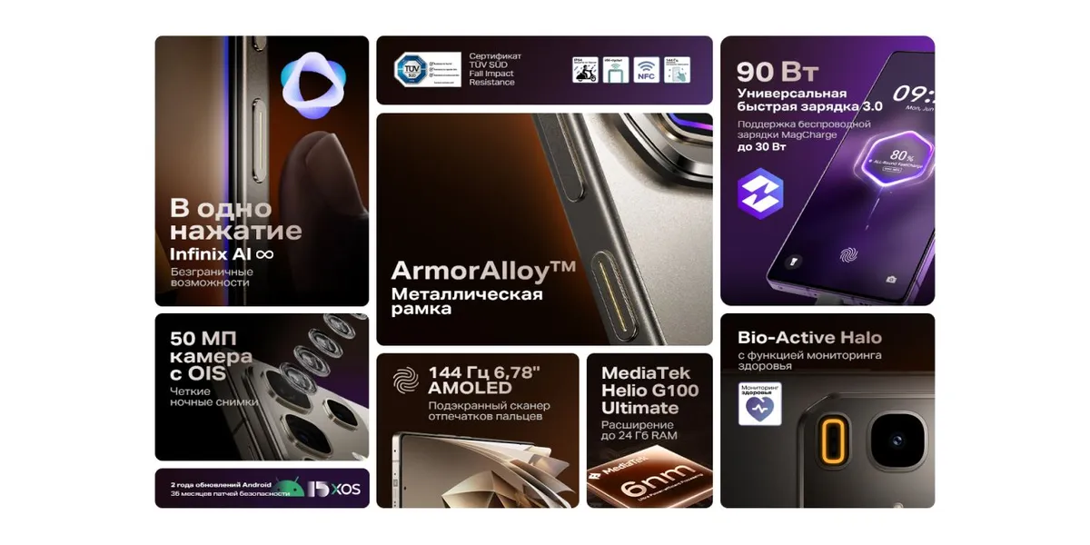 Смартфон Infinix Note 50 Pro, 12/256 Гб, Purple, фиолетовый 2