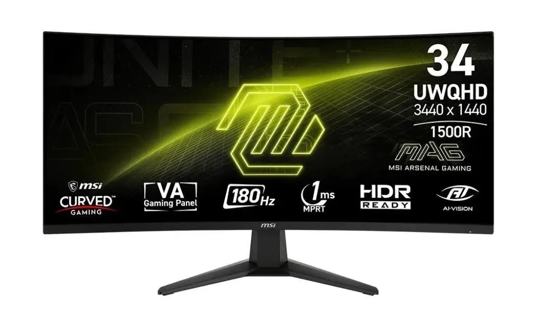 Монитор 34" MSI MAG 346CQ (180Hz), изогнутый, черный (34", VA, UltraWide, 3440x1440, изогнутый, 1 мс 1 Монитор 34" MSI MAG 346CQ (180Hz), изогнутый, черный (34", VA, UltraWide, 3440x1440, изогнутый, 1 мс 1