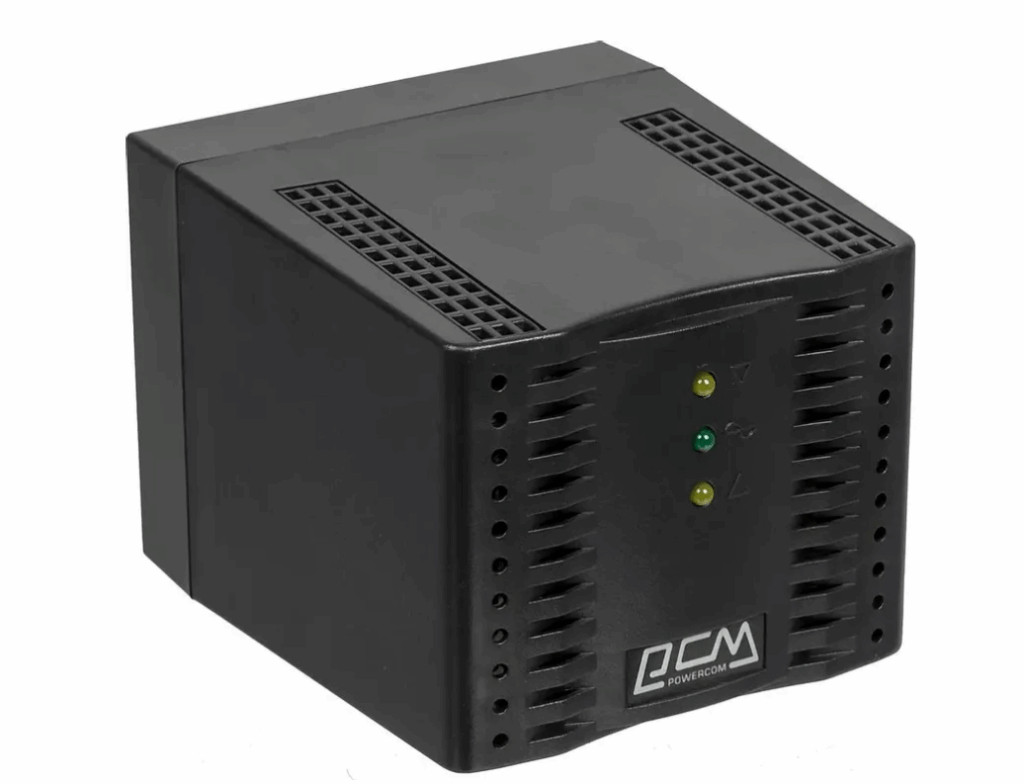 Стабилизатор напряжения Powercom TCA-1200 черный (187 В - 253 В, 1200 ВА, 0.6 кВт, 50-60 Гц, розеток 2 Стабилизатор напряжения Powercom TCA-1200 черный (187 В - 253 В, 1200 ВА, 0.6 кВт, 50-60 Гц, розеток 2