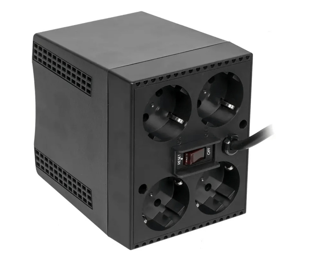 Стабилизатор напряжения Powercom TCA-1200 черный (187 В - 253 В, 1200 ВА, 0.6 кВт, 50-60 Гц, розеток 4 Стабилизатор напряжения Powercom TCA-1200 черный (187 В - 253 В, 1200 ВА, 0.6 кВт, 50-60 Гц, розеток 4