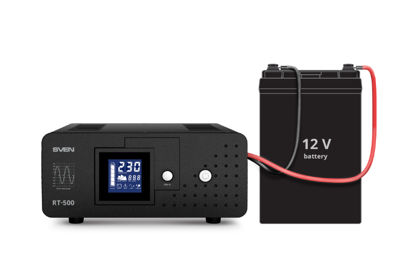 Источник бесперебойного питания SVEN RT-500 (Выходная мощность 300W, 600VA, Автоматическая регулиров 3 Источник бесперебойного питания SVEN RT-500 (Выходная мощность 300W, 600VA, Автоматическая регулиров 3