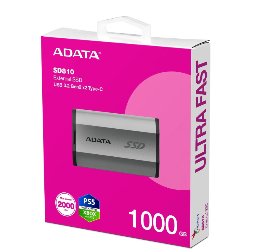Накопитель SSD ADATA 1 Tb SD810 External/USB 3.2 Gen 2 Type-C Серый 6 Накопитель SSD ADATA 1 Tb SD810 External/USB 3.2 Gen 2 Type-C Серый 6