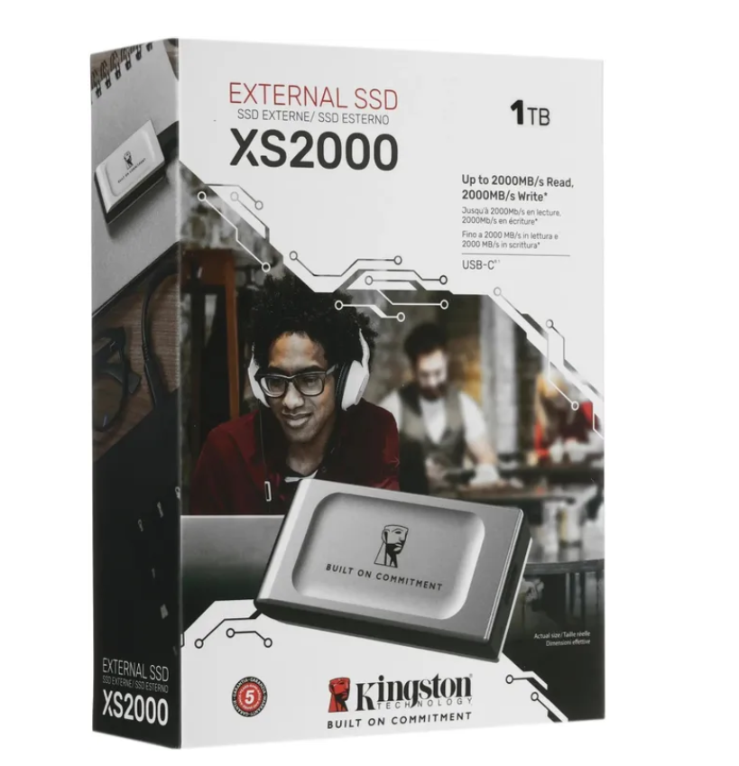 Внешний накопитель SSD 1Tb Kingston XS2000 USB 3.2 Gen 2x2 (USB 3.2 Gen 2x2 Type-C, чтение - 2000 Мб 5 Внешний накопитель SSD 1Tb Kingston XS2000 USB 3.2 Gen 2x2 (USB 3.2 Gen 2x2 Type-C, чтение - 2000 Мб 5