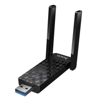 WiFi адаптер HI34 Wi-Fi 6 USB external dual antenna wireless network  card black 1