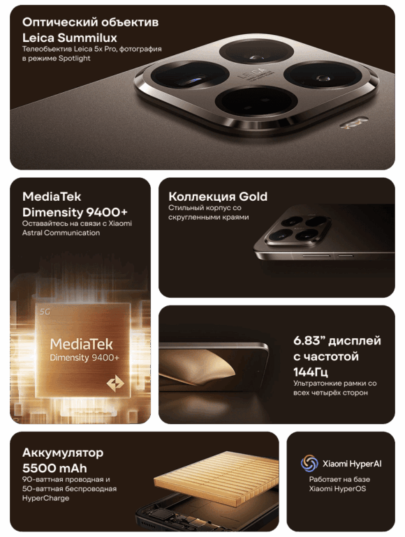 Смартфон Xiaomi Mi 15T Pro 12/1024 ГБ Mocha Gold 2 XiaoMi-15T-Pro-03