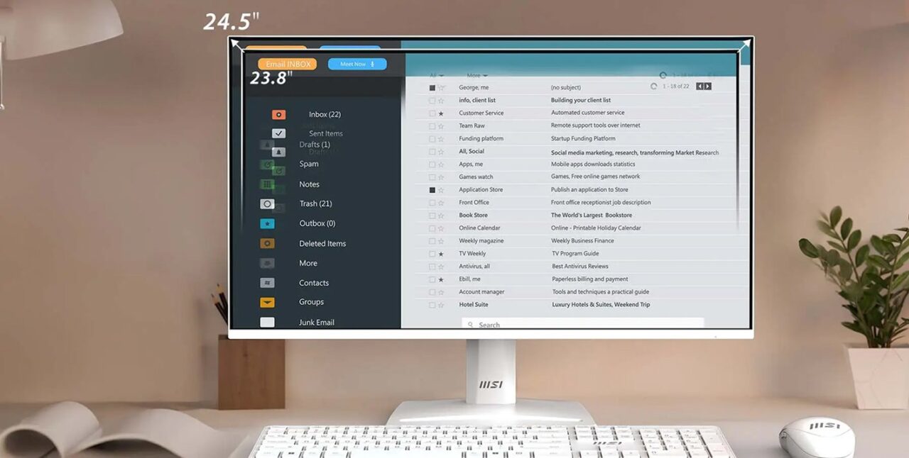 Монитор 24.5" MSI PRO MP251W E2 (120Hz), белый (24.5",1920x1080@120 Гц, IPS, LED, 1500:1, 300 Кд/м², 18