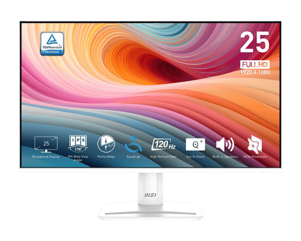 Монитор 24.5" MSI PRO MP251W E2 (120Hz), белый (24.5",1920x1080@120 Гц, IPS, LED, 1500:1, 300 Кд/м², 25