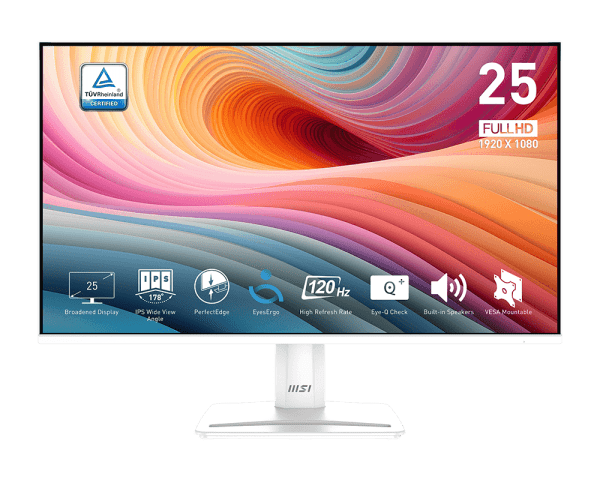 Монитор 24.5" MSI PRO MP251W E2 (120Hz), белый (24.5",1920x1080@120 Гц, IPS, LED, 1500:1, 300 Кд/м², 25