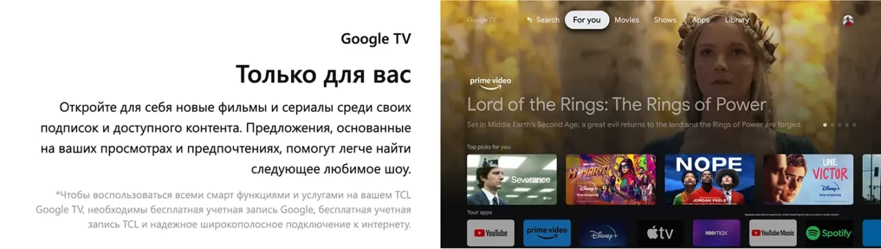 43" Телевизор TCL 43S5K черный QLED 1920x1080, Full HD, 60 Гц, Wi-Fi, Smart TV, Google TV 8