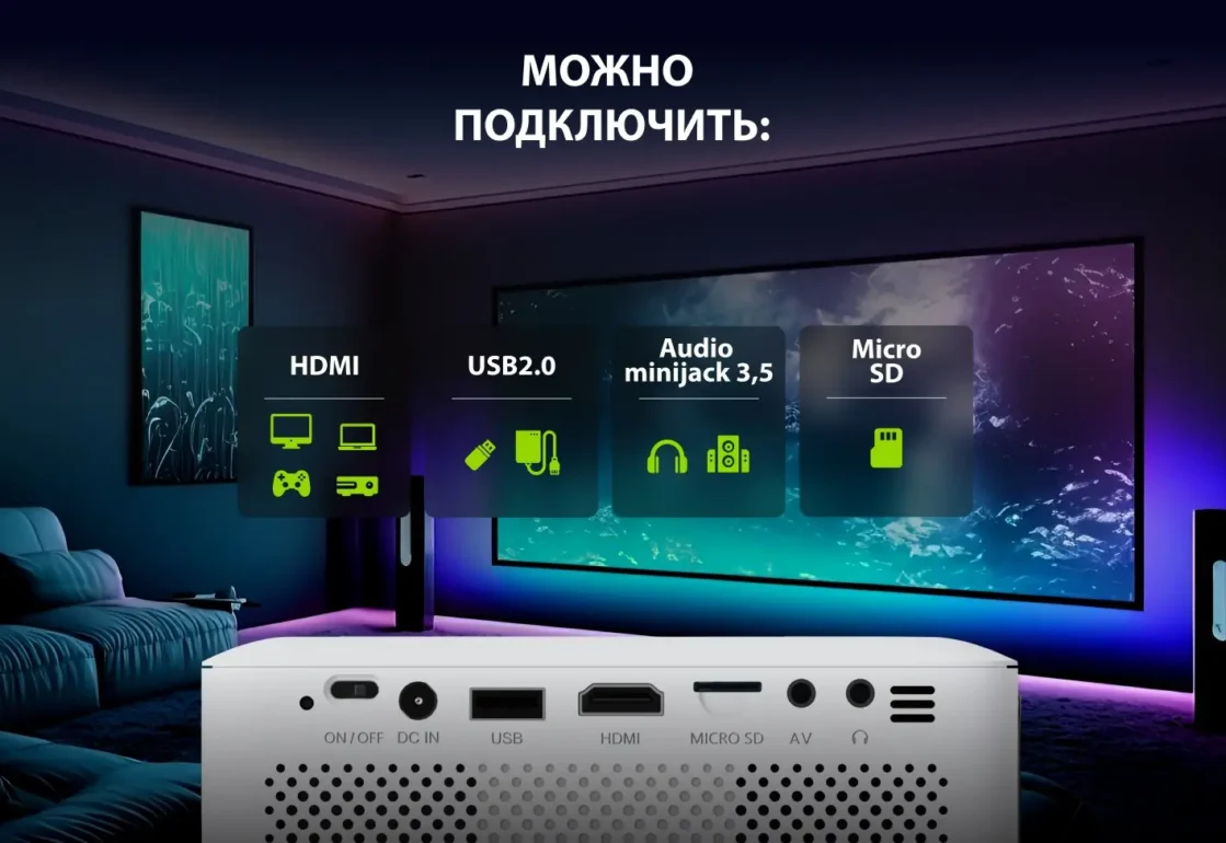 Проектор Cactus CS-PRE.08WT.WXGA LCD 1500Lm (1280х720) 1000:1 ресурс лампы:30000часов 1xUSB typeA 1x 4