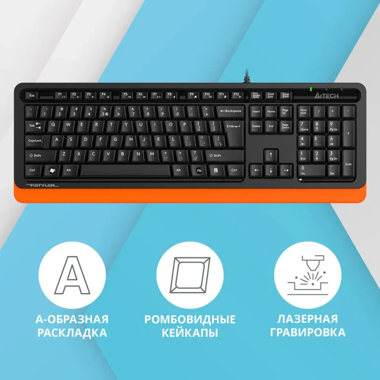 Клавиатура A4Tech Fstyler FKS10 USB black/orange 1