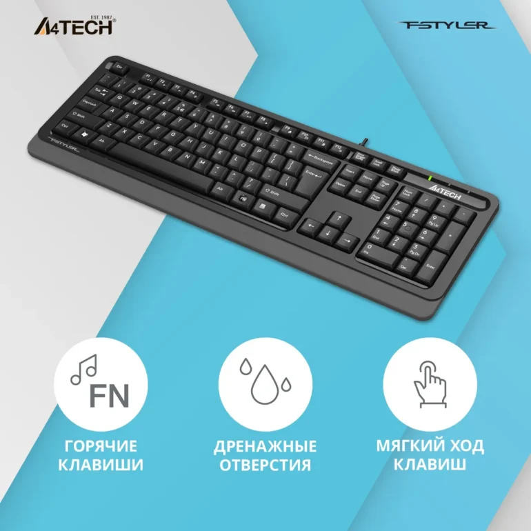 Клавиатура A4Tech Fstyler FKS10 USB black/grey 2
