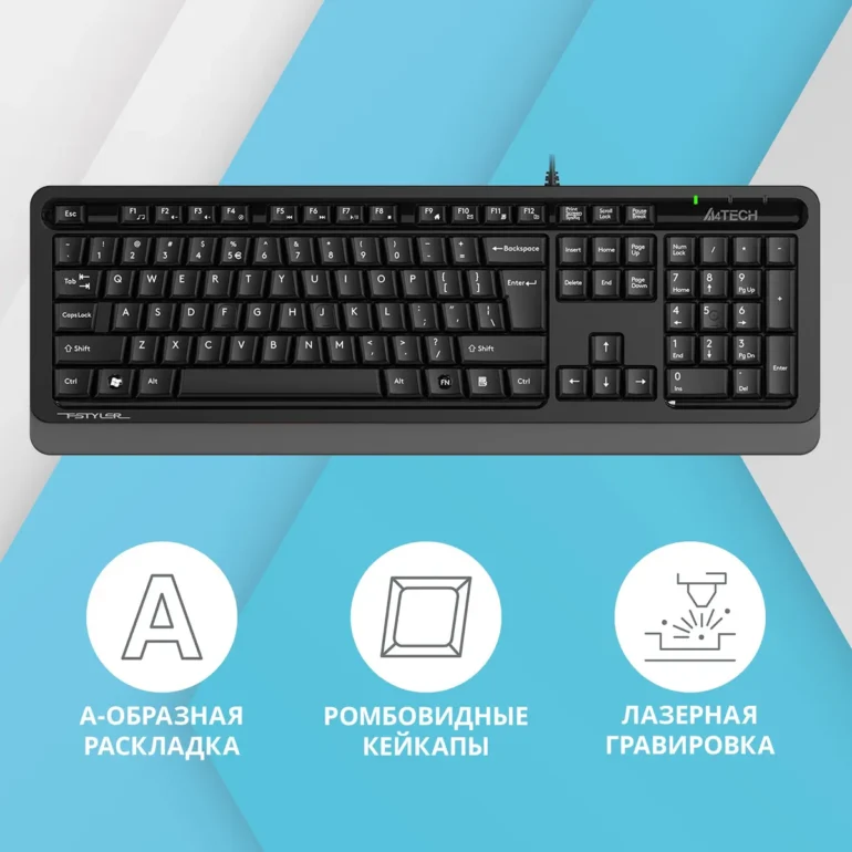 Клавиатура A4Tech Fstyler FKS10 USB black/grey 1