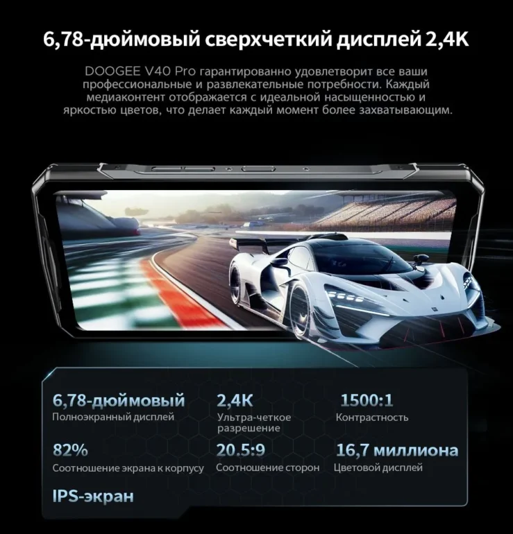 Смартфон DOOGEE V40 Pro 16/512Gb Midnight Blue 27