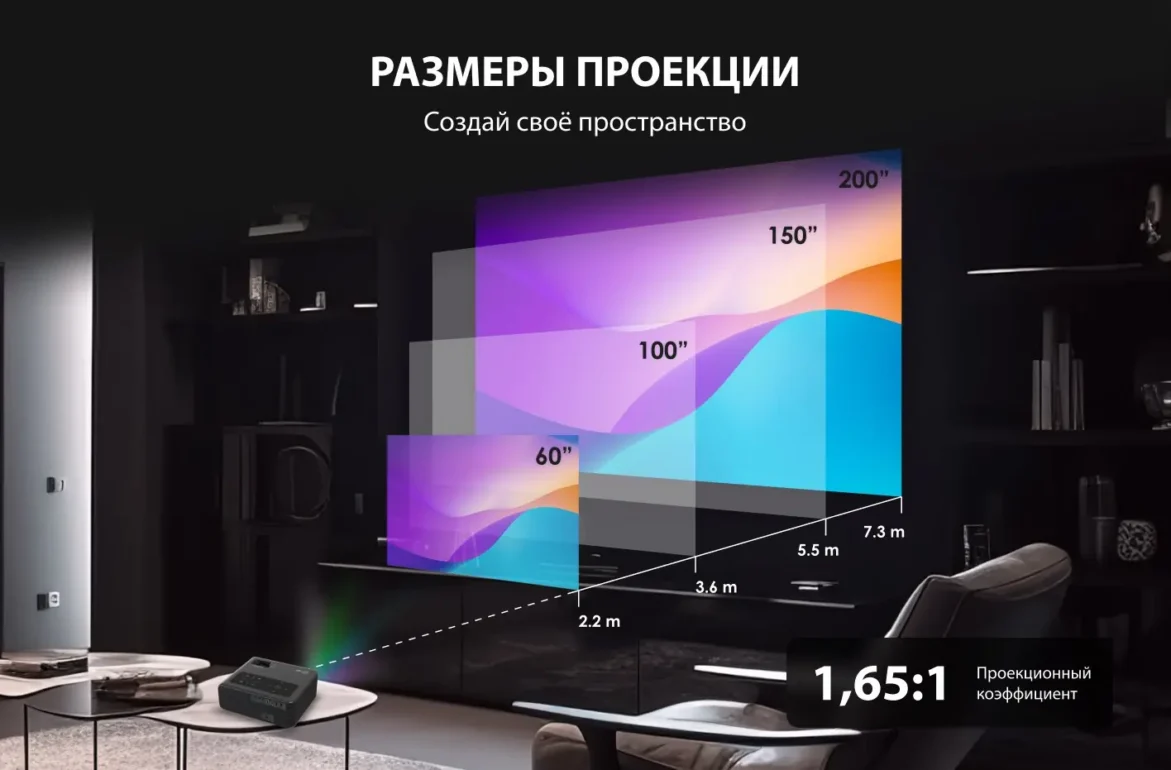 Проектор Cactus CS-PRM.01B.Full HD LCD 700Lm ANSI (1920x1080) 2500:1 ресурс лампы:50000часов 2xUSB 2