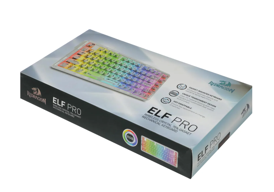Клавиатура беспроводная механическая Redragon Elf Pro, RGB, BT+2.4G, белый 11 Клавиатура беспроводная механическая Redragon Elf Pro, RGB, BT+2.4G, белый 11