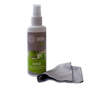 Чистящий набор (салфетки + спрей) Cactus CS-S3001E для экранов и оптики 1шт 18x18см 100мл 1