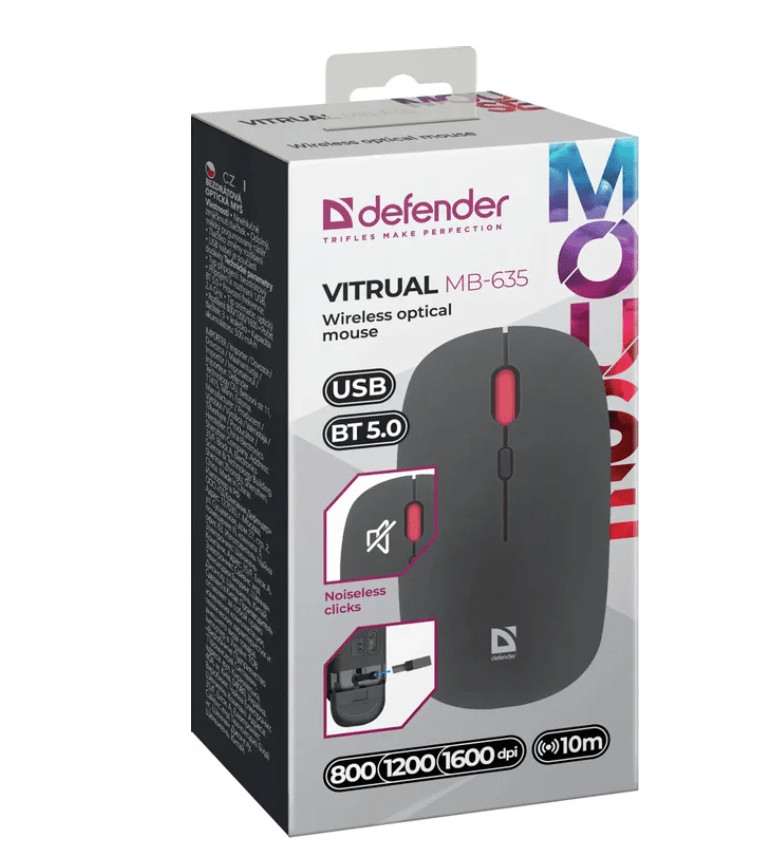 Мышь беспроводная Defender Vitrual MB-635, черный 5 Мышь беспроводная Defender Vitrual MB-635, черный 5